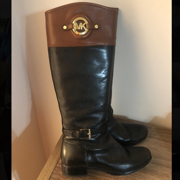 michael kors riding boots two tone